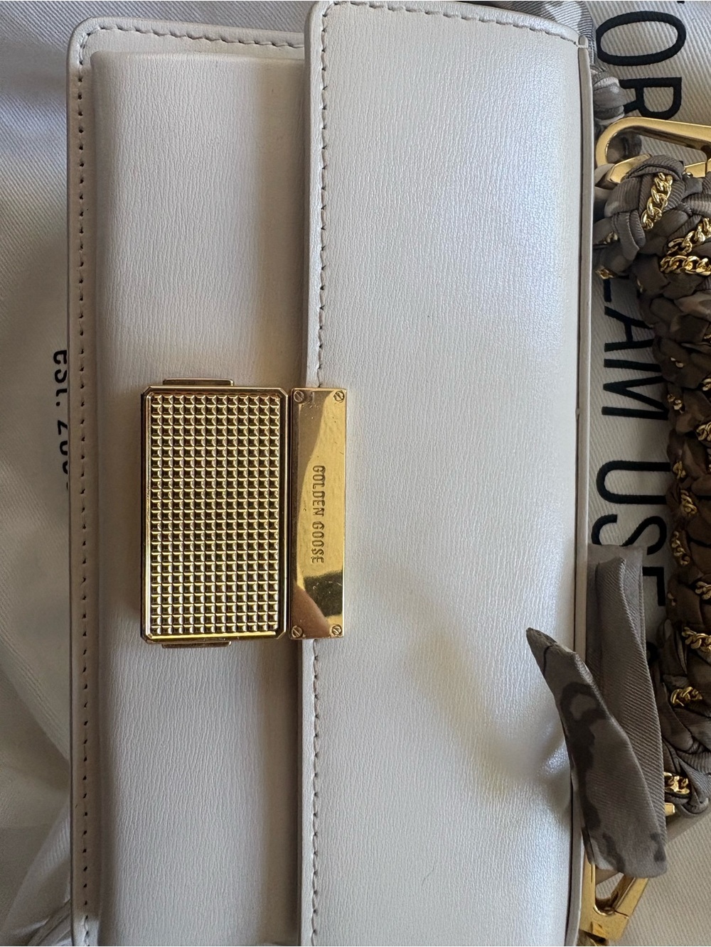 Golden Goose Cream Leather Shoulder Bag with Gold Hardware - Picture 2 of 10